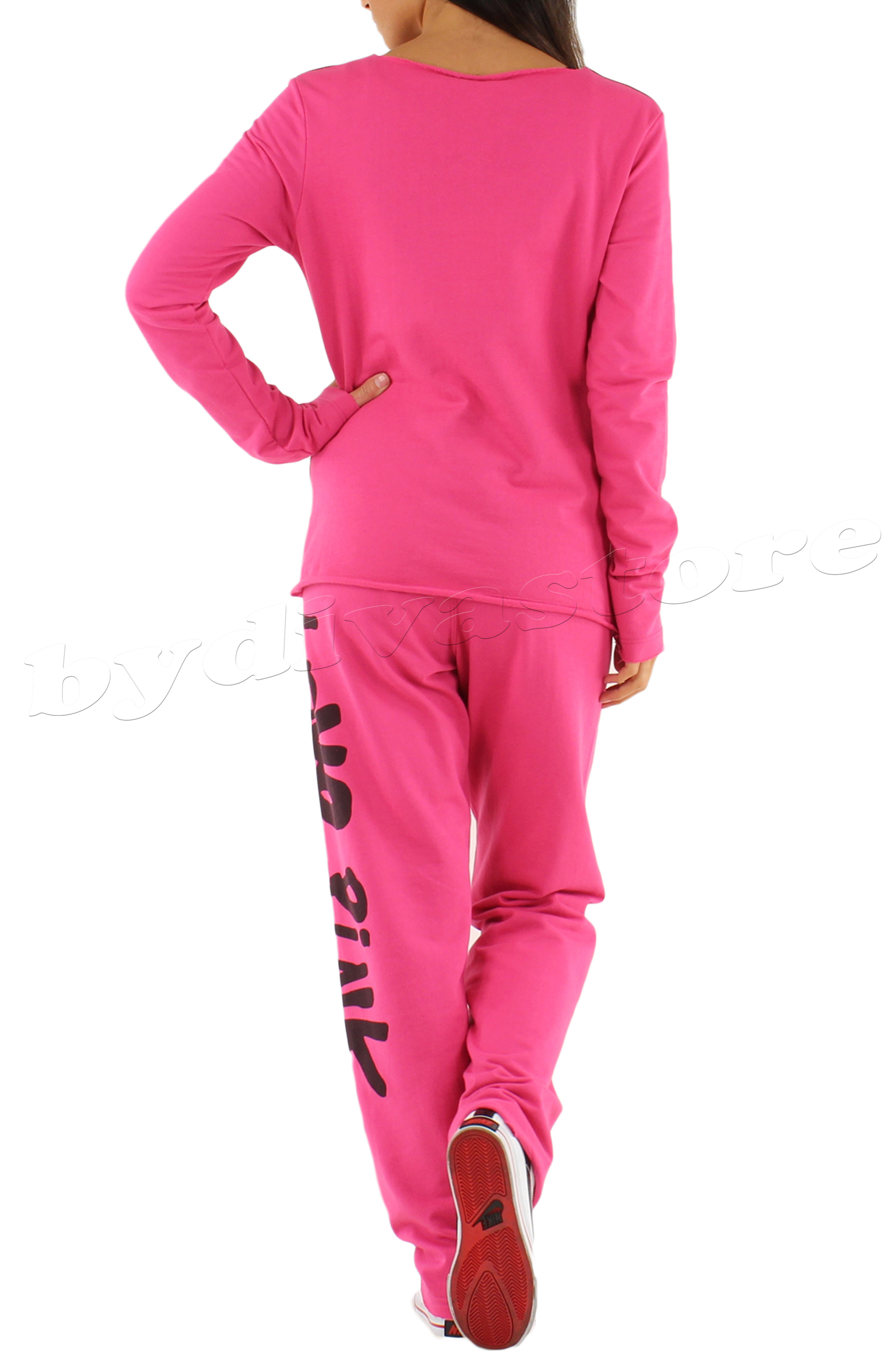 Damen LOVE PINK FITNESSANZUG Freizeit Sport Haus Jogging Fushia XS S M ...